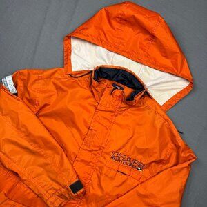 Vintage 90s Chaps Ralph Lauren Windbreaker Jacket Mens Medium Orange Hoodie